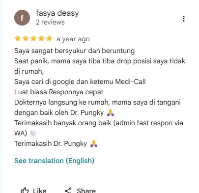 Ulasan 5 bintang dari fasya deasy di Google Review Medi-Call